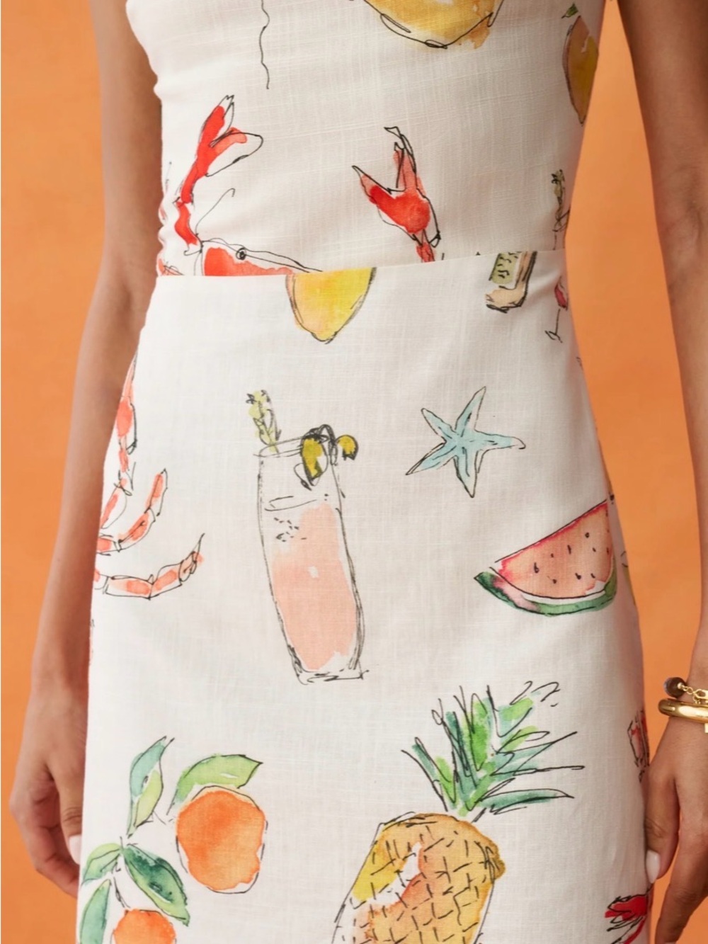Few Moda Anaya Summer Fruit Print Mini Dress - White - Picture 3 of 7